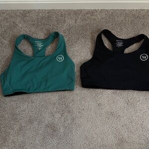 2 Whoop racerback sports bras size large L like new black and teal green